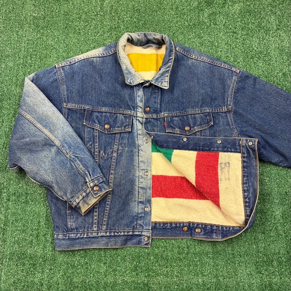 Levi's Other - Vintage Levi's Hudson Bay Stripe Lined Jean Jacket Black Tab Usa
